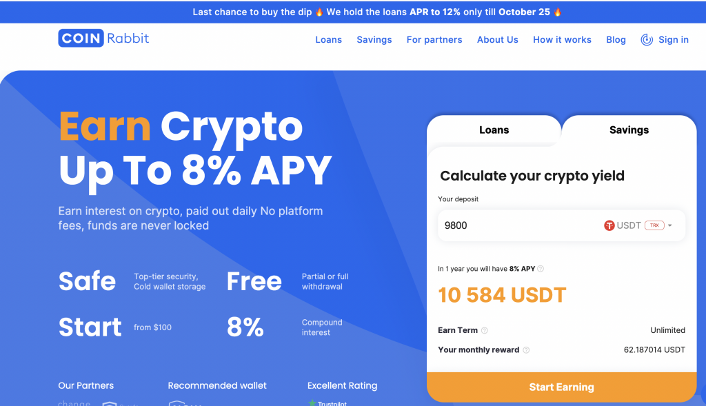 CoinRabbit earn page