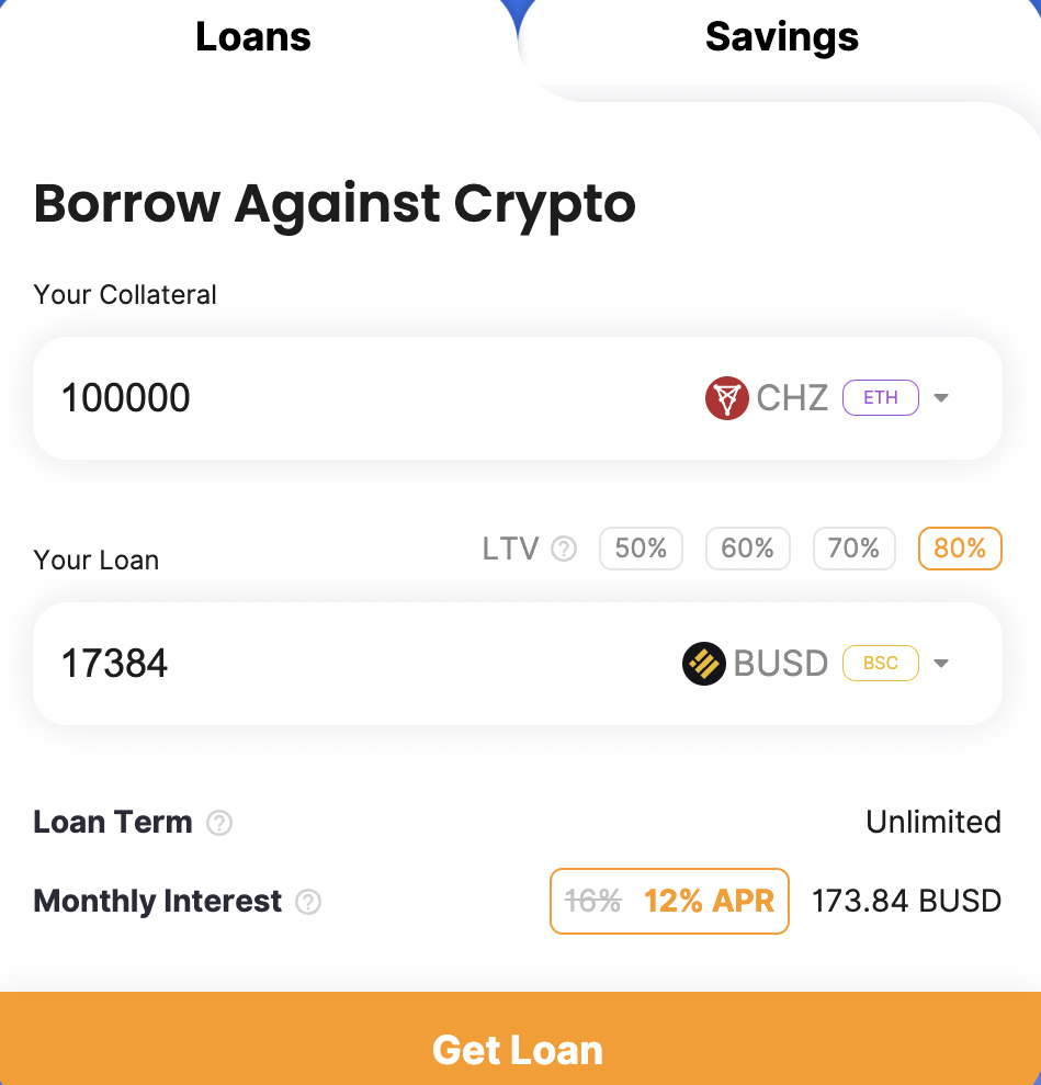 Calculate your Chiliz collateral to Binance loan