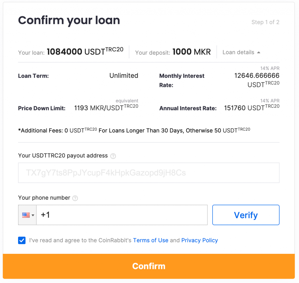 Confirm your Maker loan