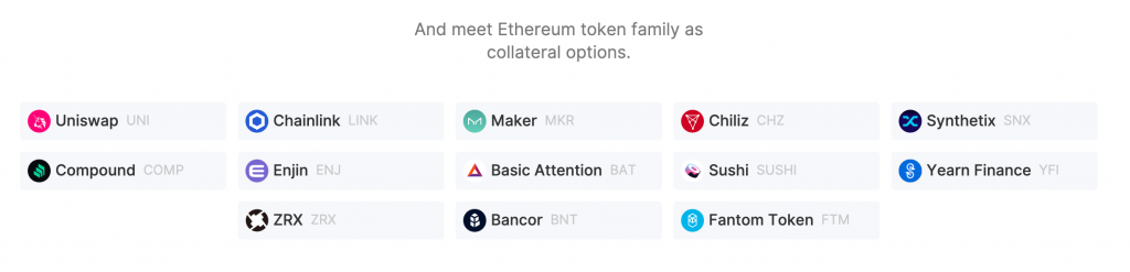 Ethereum tokens collateral