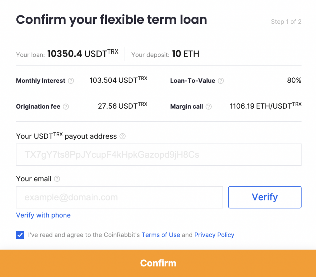 Confirm your loan with your email