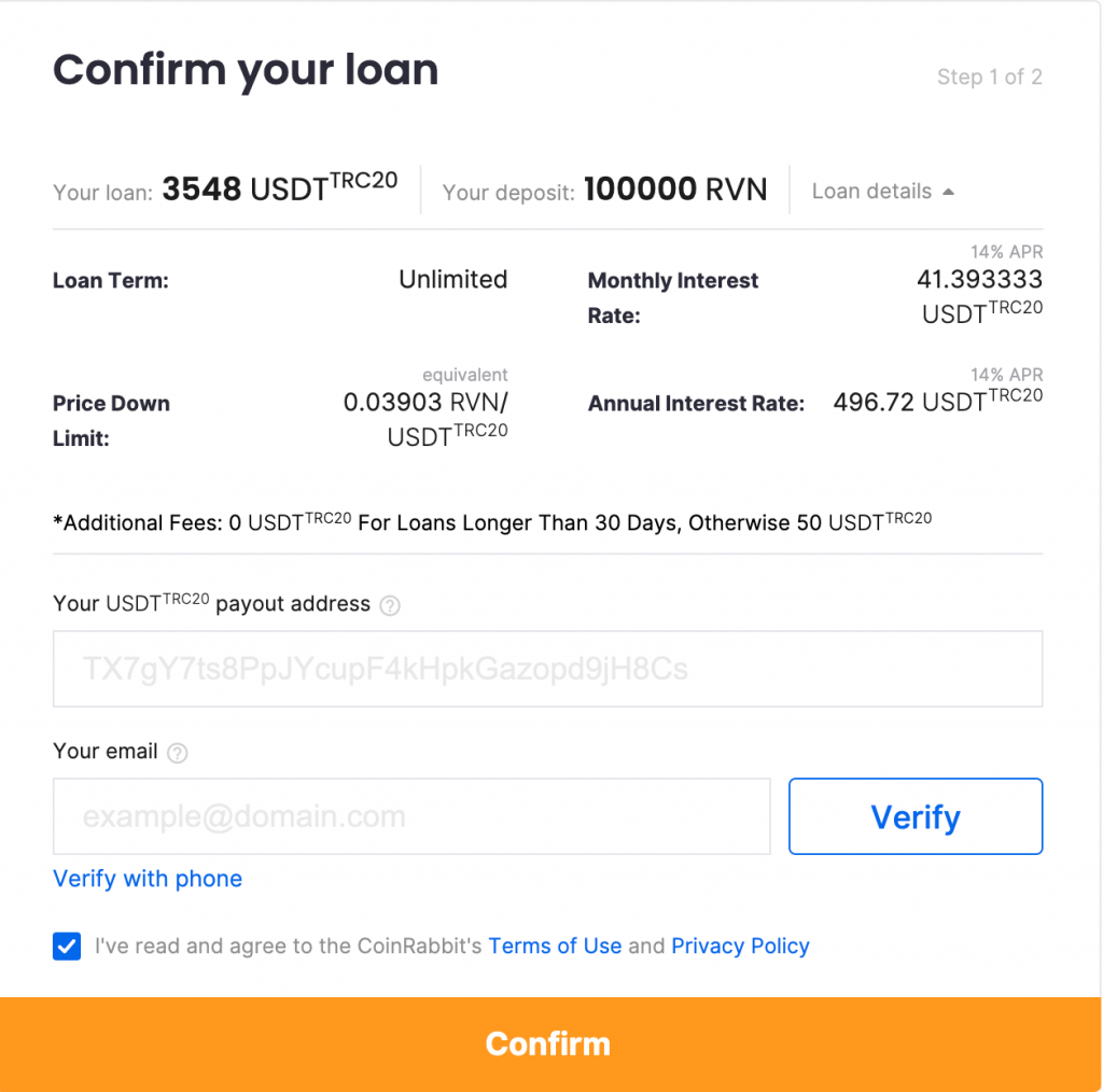 confirm ravencoin loan