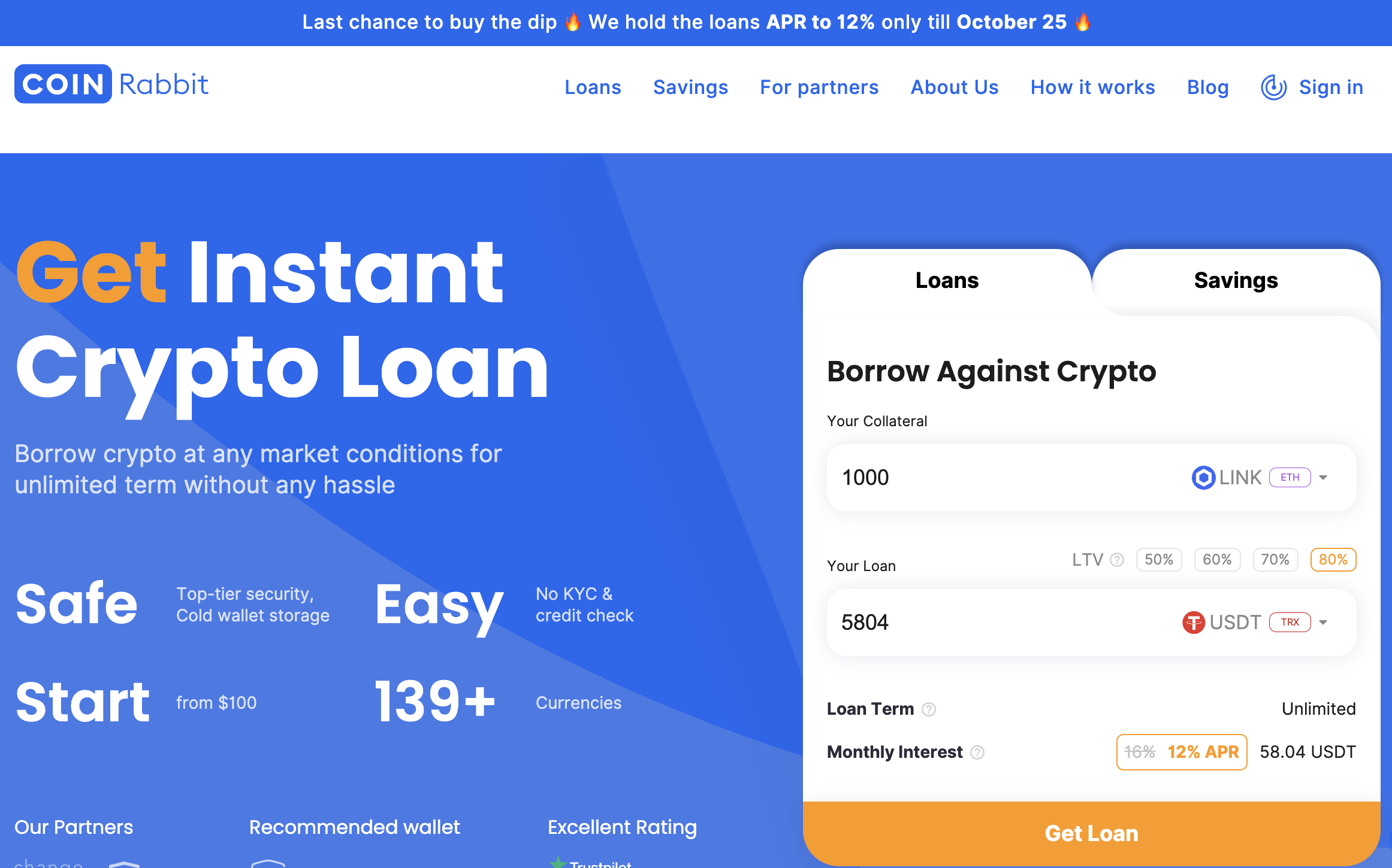 Chainlink loan page