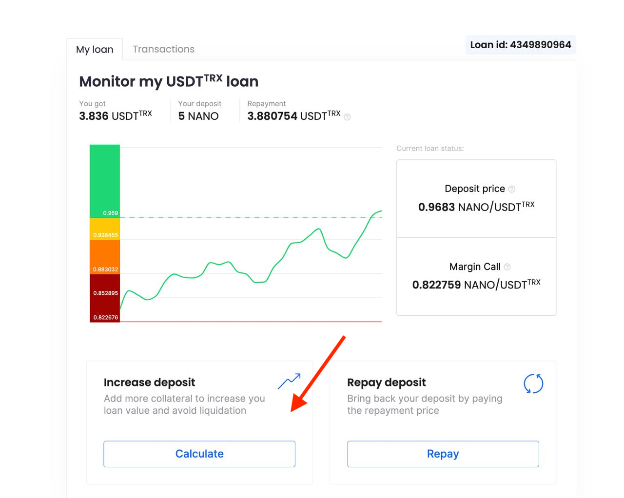 Crypto loan collateral