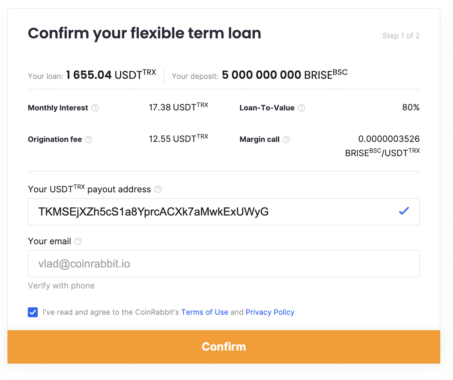 Brise crypto loan